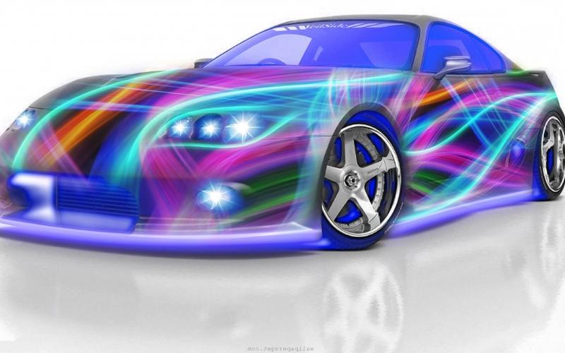 Amazing design beautiful creative style stylish neon 3d car 1600